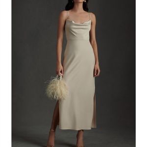 BHLDN Cali satin charmeuse midi dress